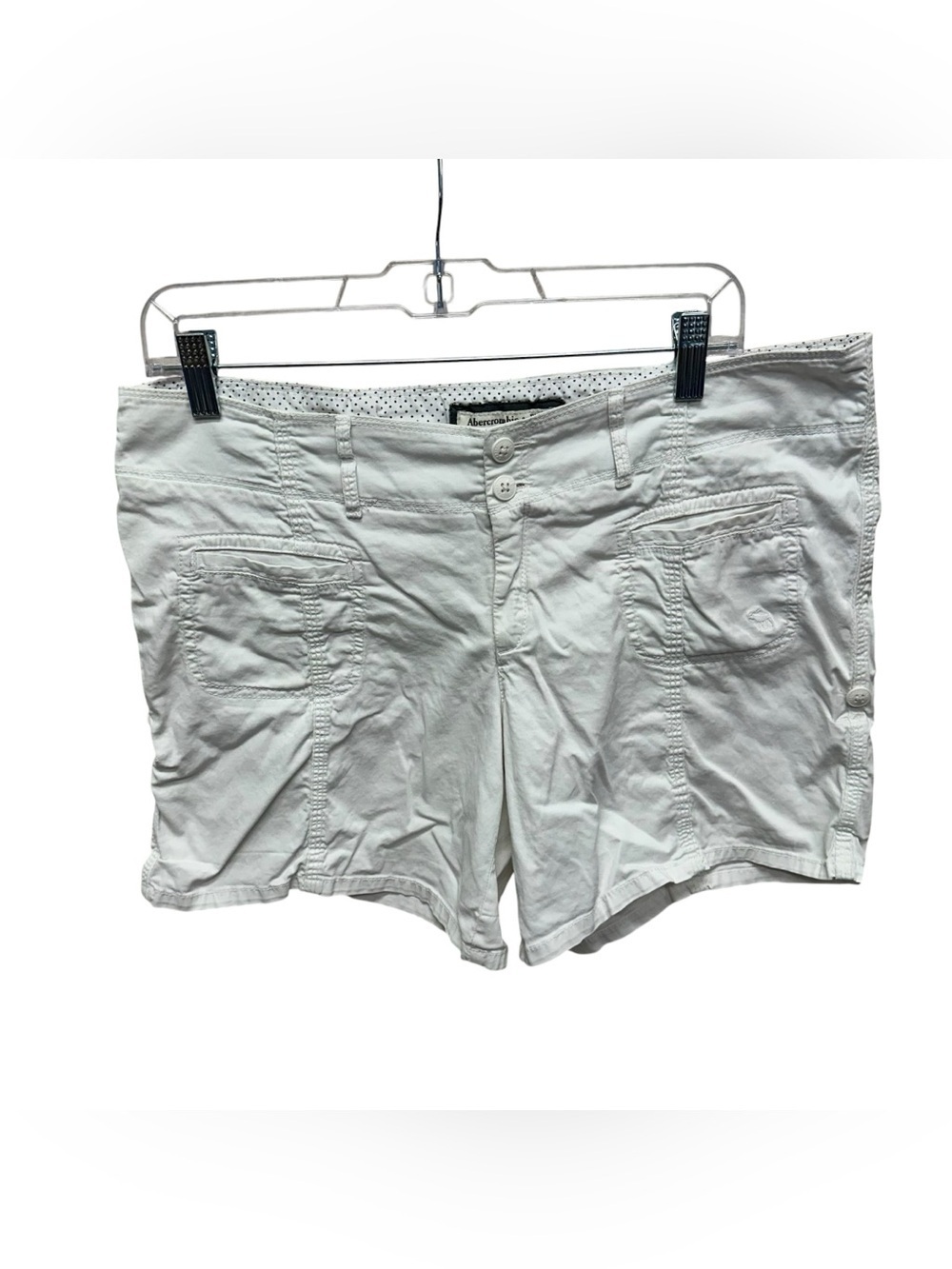 Abercrombie & Fitch women’s white shorts cotton roll tab size 10 preppy Y2K